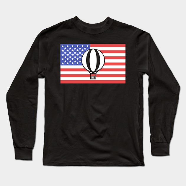 American Flag | Hot Air Balloon Long Sleeve T-Shirt by MeatMan